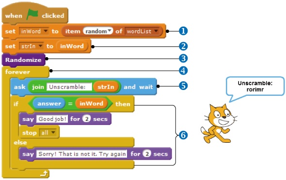 The main script of the Unscramble game