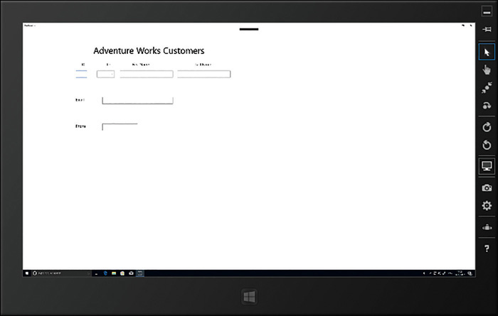 The Simulator running the Customers application using the resolution for a 27-inch monitor.