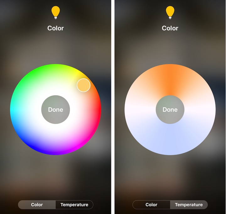 Figure 15: You can choose a specific color or temperature from this wheel.