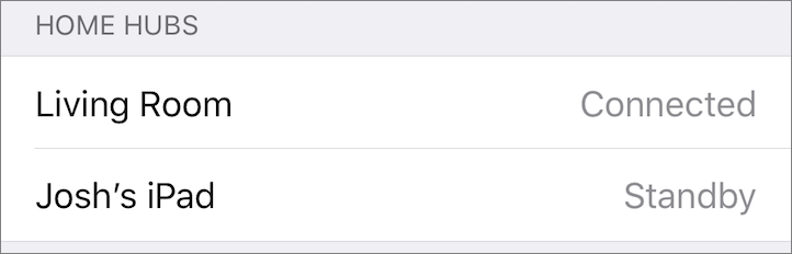 Figure 28: As long as one HomeKit hub is connected, everything is working as intended.