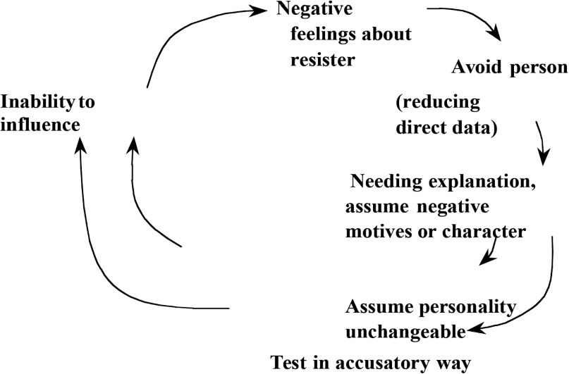 Figure depicting the negative attribution cycle.