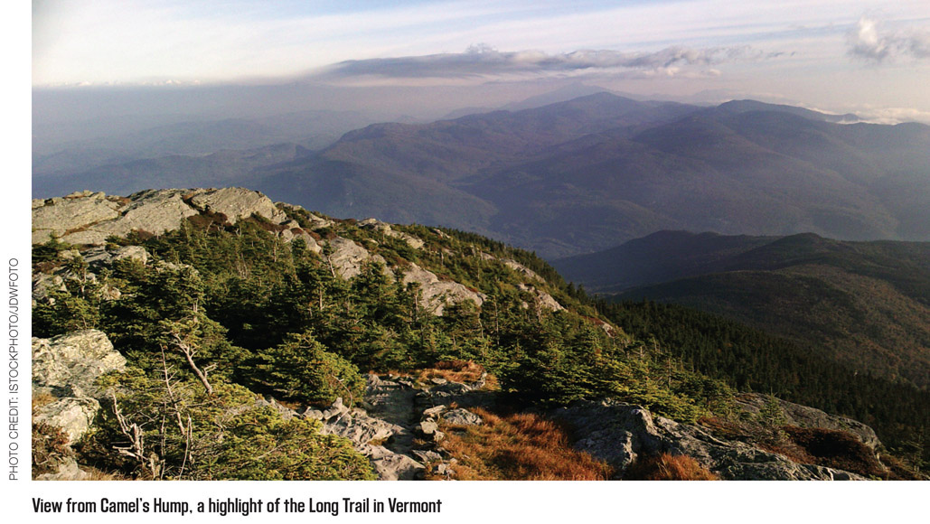 View from Camel’s Hump, a highlight of the Long Trail in Vermont