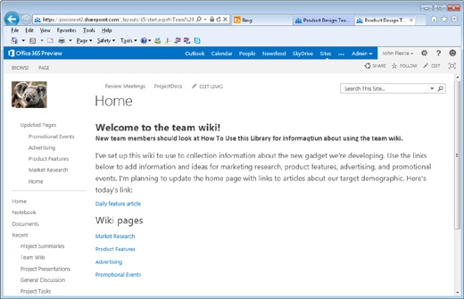 Set up a wiki page library to assemble information and research your team needs.