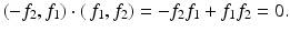 
$$\displaystyle{ (-f_{2},f_{1}) \cdot (\,f_{1},f_{2}) = -f_{2}f_{1} + f_{1}f_{2} = 0. }$$
