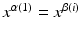 
$$x^{\alpha (1)} = x^{\beta (i)}$$
