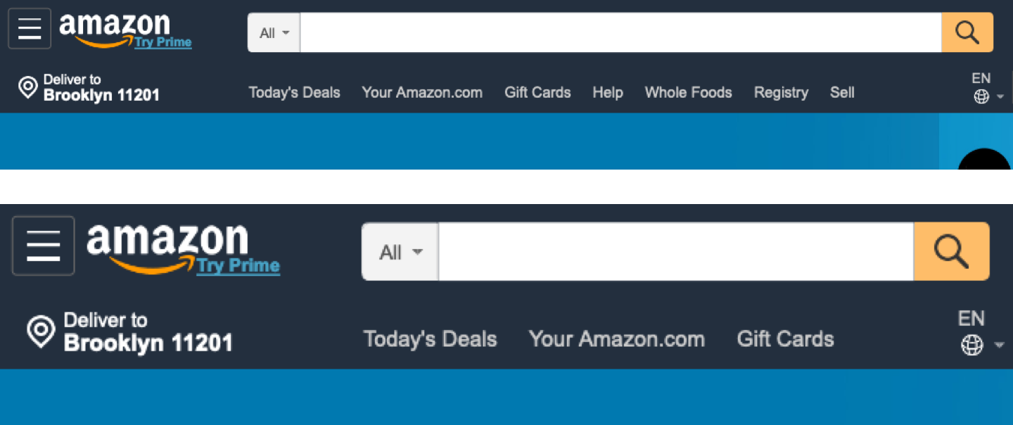 Amazon.com adapting to minimum font size customization (source: Amazon, 2019)