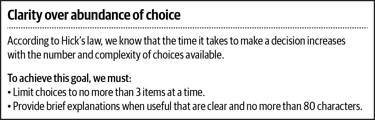 An example design principle, observation, and rules