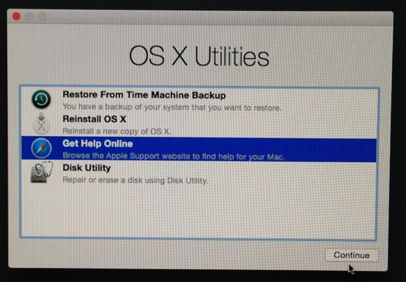 ① 	When you boot into Apple’s Recovery mode, you can access a number of troubleshooting tools.