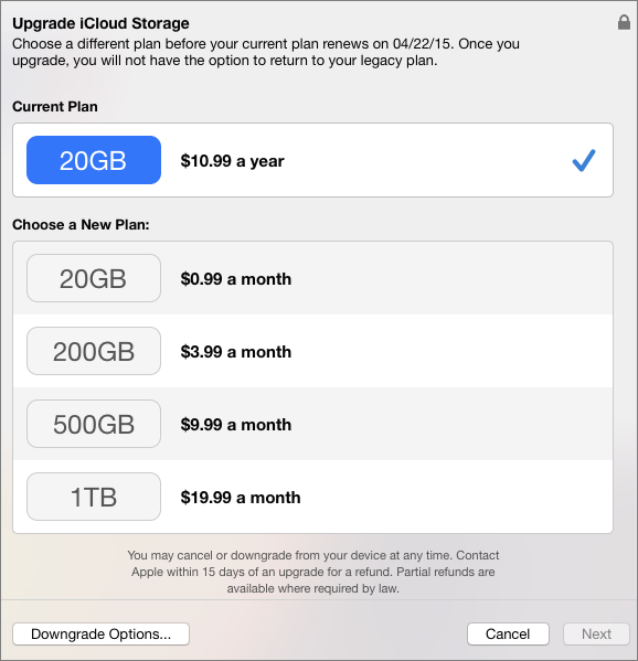 ④ 	If you need more room for files, upgrade your Cloud storage plan.