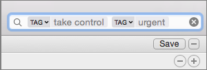 ⑦ 	If you’re searching for multiple tags, enter each one in the search field by typing `tag:TagName` and then pressing Return.