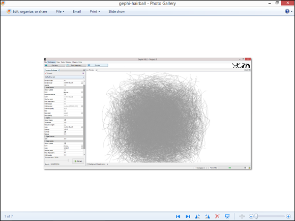 Snapshot of a Gephi hairball graph of the US power grid.