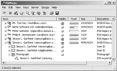 The PGPkeys application