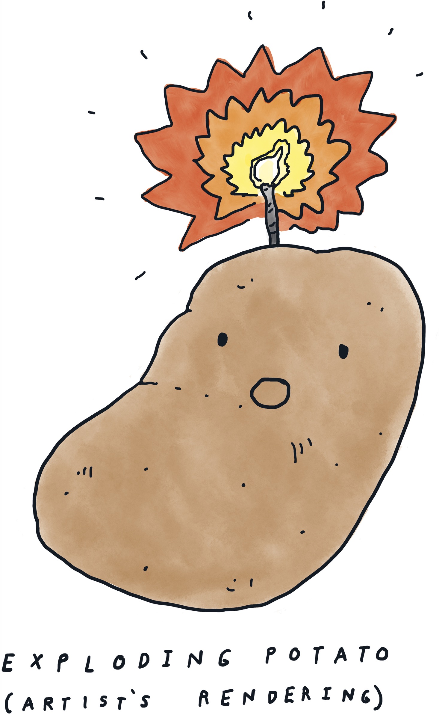 Exploding potato (artist's rendering)