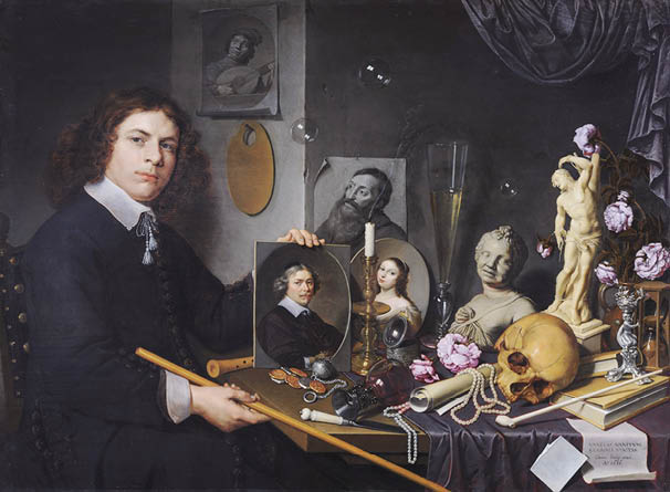 Painting of David Bailly's, Self-Portrait with Vanitas Symbols, 1651