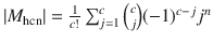 $$|M_{\mathrm {hcn}}| = \frac{1}{c!}\sum _{j=1}^c{c \atopwithdelims ()j}(-1)^{c-j}j^n$$