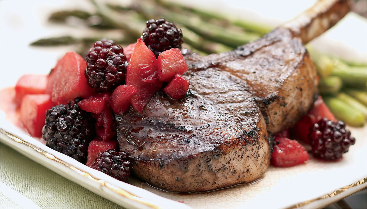 Healthified Lamb Chops With Blackberry–Red Wine Sauce