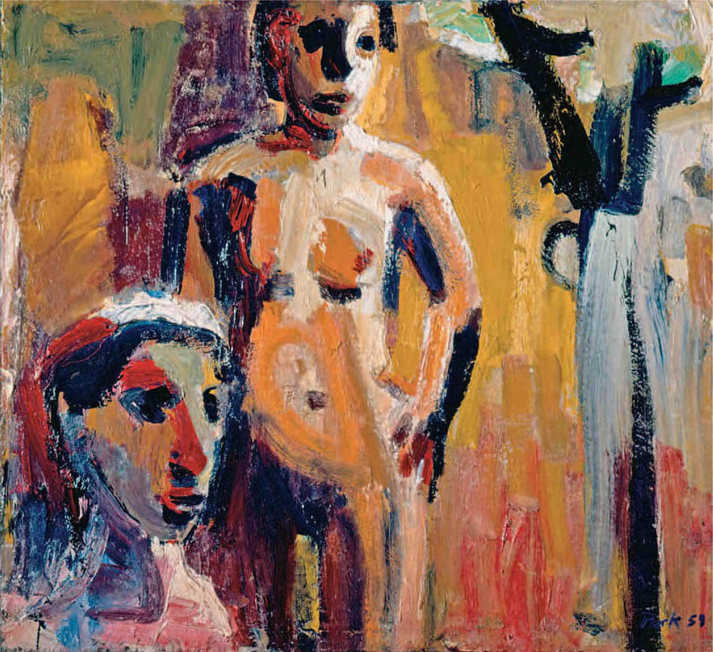 Fig. 102. Women in a Landscape, 1958 Oil on canvas, 50 × 56 in. (127 × 142.2 cm.) Courtesy of the Oakland Museum of California. Anonymous Donor Program of the American Federation of the Arts A60.35.1