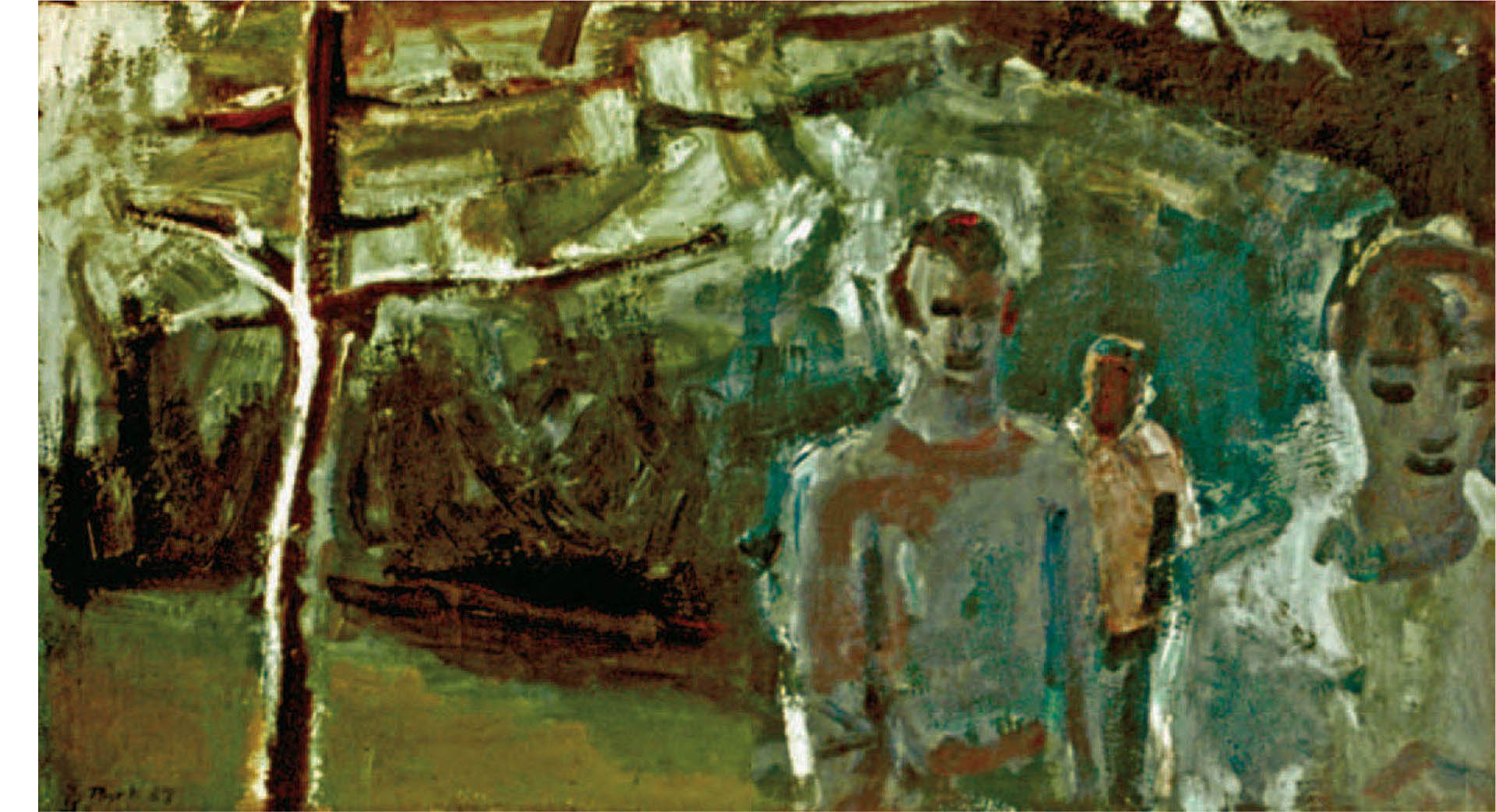 Fig. 107. Figures in a Landscape, 1955 Oil on canvas, 36 × 50 in. (91.4 × 127 cm.) Collection of Helen Park Bigelow Lost in fire