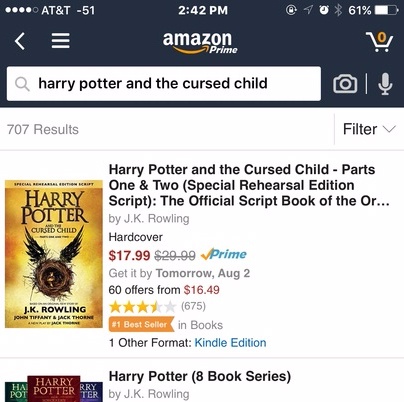 Amazon book sample page for Harry Potter