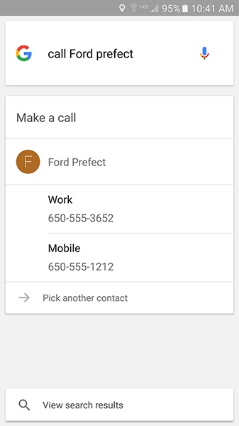 Google disambiguating: which number do you want to call?