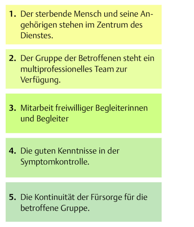 5 Kennzeichen, die allen Hospizangeboten weltweit gemeinsam sind.