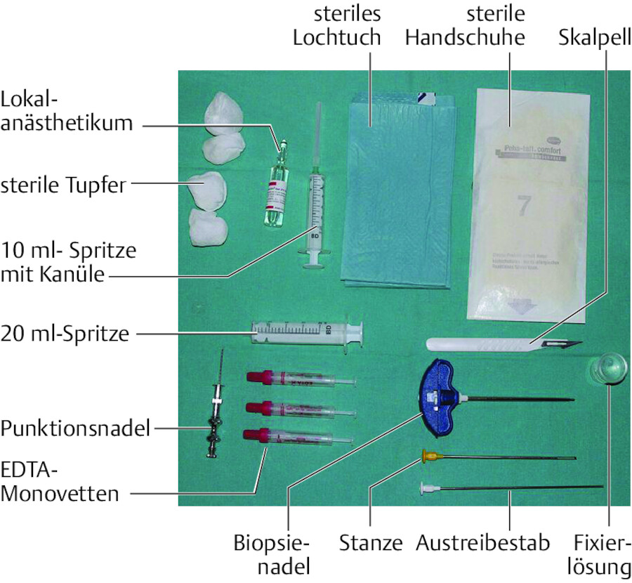 Material für die Knochenmarkpunktion.