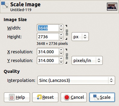 The Scale Image dialog