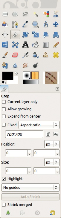 The Crop tool and its options