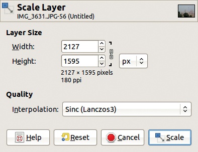 The Scale Layer dialog