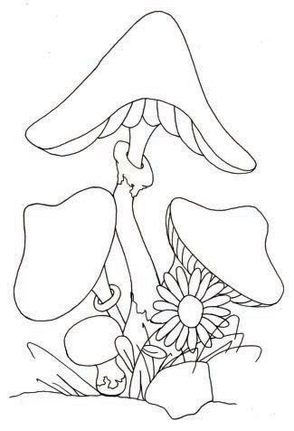 Line art of mushrooms