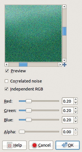 The RGB Noise dialog