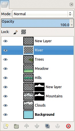 The Layers dialog for the finished painting