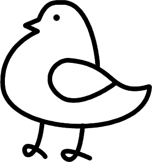 A line drawing of a duck