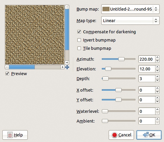 The Bump Map dialog