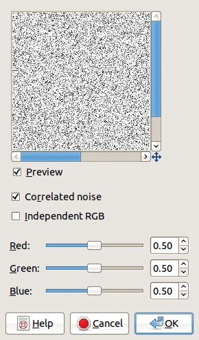 The RGB Noise dialog