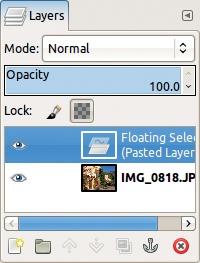 The new layer as a floating selection