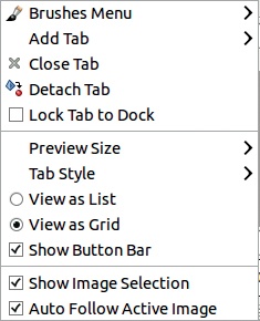 The Tab configuration menu