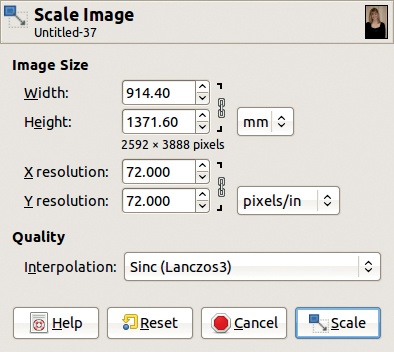 The Scale Image dialog