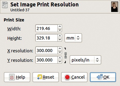 The Set Image Print Resolution dialog