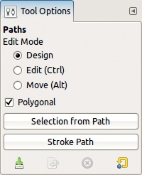 The Paths tool options