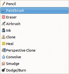 The Paint tool menu