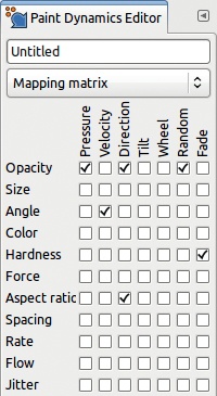 The Paint Dynamics Editor, Mapping matrix tab