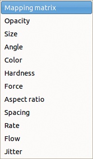 The Paint Dynamics Editor, drop-down menu