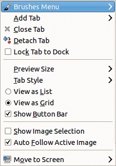 A dockable dialog menu