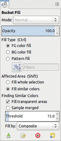 The Bucket Fill tool options