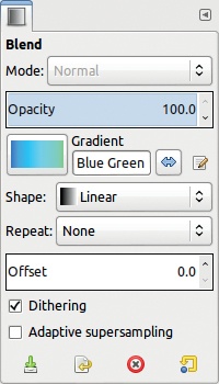 The Blend tool options