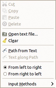 The Text layer: right-click menu