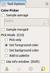 The Color Picker tool options