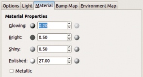 The Lighting Effects dialog, Material tab