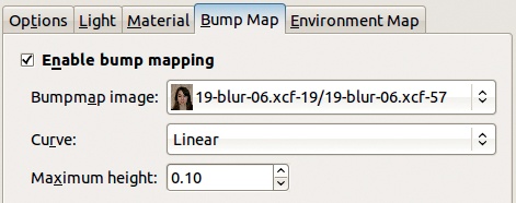 The Lighting Effects dialog, Bump Map tab